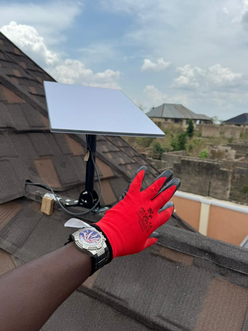 Starlink internet installation.